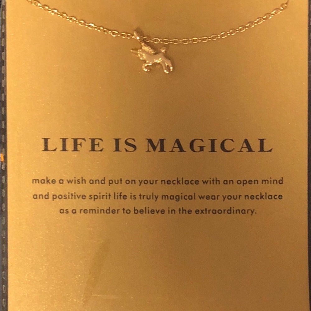 Dainty “Life is Magical” Unicorn Pendant Necklace - Picture 3 of 3